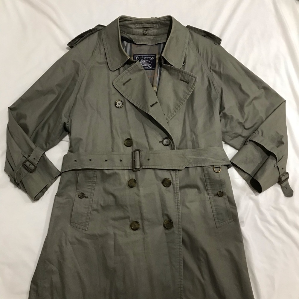 Vintage Army Green Burberry Trench Coat Size 38 Short